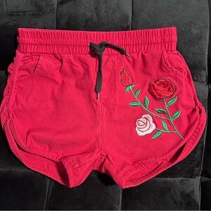 Rose Embroidered Vintage Gym Shorts